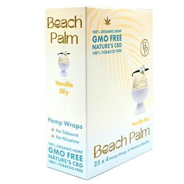 Beach Palm Hemp Wraps Vanilla Sky 25 Packs of 4