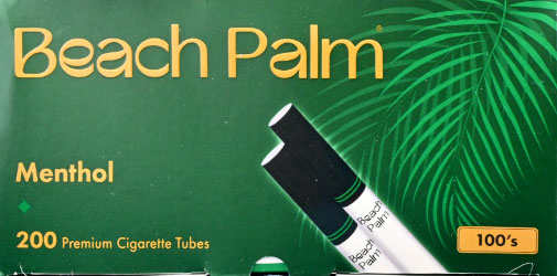 Beach Palm Cigarette Tubes Menthol 100s 200ct Box