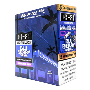 Hi Fi Cigarillos Blu Berry Diesel 15 Packs of 5