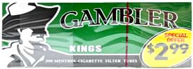 Gambler Cigarette Tubes Menthol PP 2.99 200ct Box