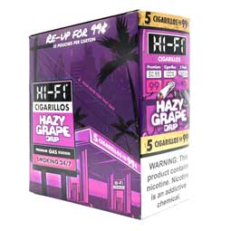 Hi Fi Cigarillos Hazy Grape Drip 15 Packs of 5